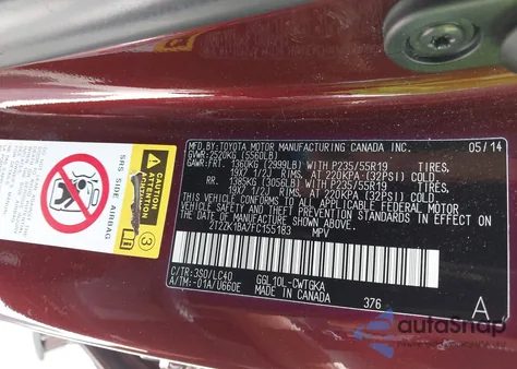 2015 Lexus Rx 350 from USA, damaged, VIN 2T2ZK1BA7FC155183